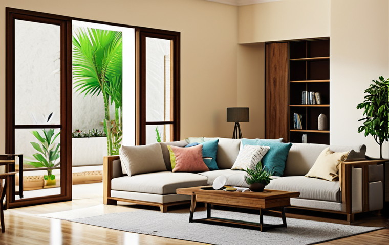 **
"A family-friendly home interior showcasing Vastu Shastra principles. A fully clothed woman is arranging furniture in a living room with light colors, plants, and comfortable seating. The scene emphasizes natural light and a harmonious balance of elements. Safe for work, appropriate content, professional photography, perfect anatomy, natural proportions, modest decor."
**