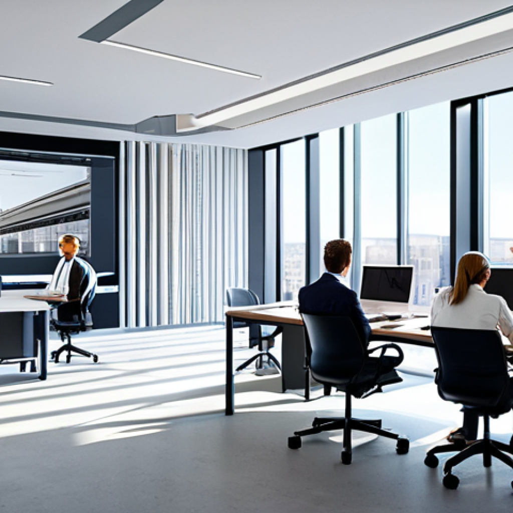 건축 설계에서의 비즈니스 모델 연구 - **Modern Architectural Firm**: "A diverse team of architects collaborating on a BIM software interfa...