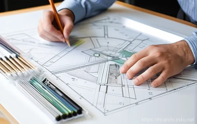 건축 실기 시험에서 주의할 점 정리 - **Prompt 1: Architectural Student's Meticulous Preparation**
"A bright, well-lit studio setting....