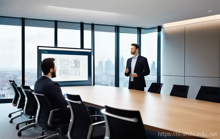 건축 실무에서 필요한 소통 기술 - **Prompt 2: Collaborative Construction Site Meeting**
    "A diverse group of construction professio...