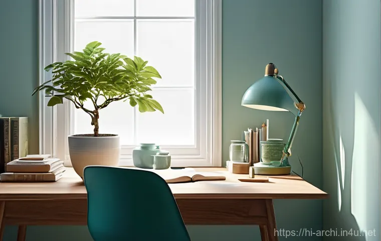 건축 설계와 공간 심리학 적용 사례 - **Image Prompt 1: "The Serene Study Nook"**
"A brightly lit, calm study room bathed in abundant ...