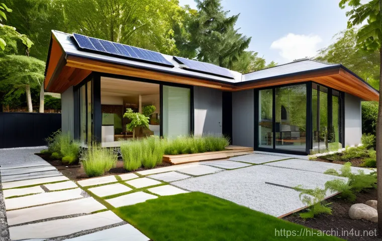 건축 설계에서 환경을 고려한 접근법 - Prompt 1: Serene Green Home Exterior Integrated with Nature**