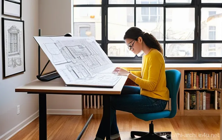 건축가가 되는 과정에서 겪는 도전 - **Prompt 1: The Aspiring Architect's Late-Night Endeavor**
    A young female architecture student i...