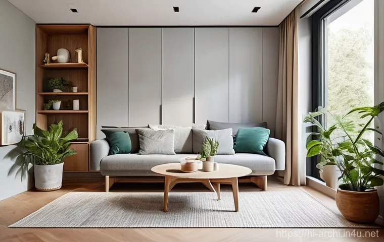 건축 인테리어 설계 사례 - **A Modern, Multifunctional Living Space in a Compact Urban Apartment:**
    "A cozy, brightly lit u...