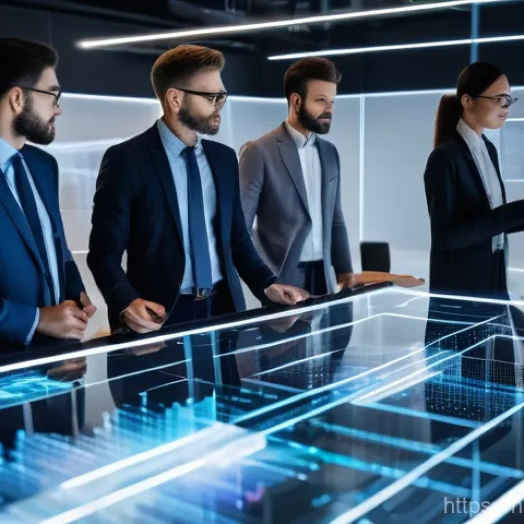 건축 실무에서 기술 혁신 활용 사례 - **Prompt:** A diverse team of architects and engineers, dressed in smart business casual attire, are...