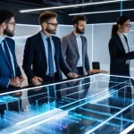 건축 실무에서 기술 혁신 활용 사례 - **Prompt:** A diverse team of architects and engineers, dressed in smart business casual attire, are...