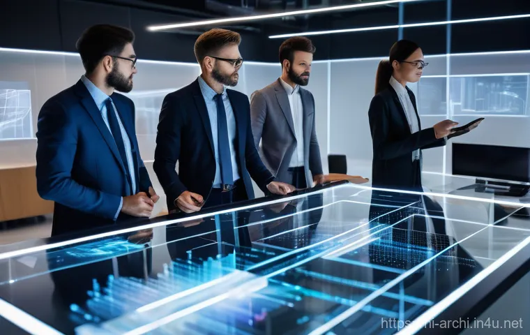 건축 실무에서 기술 혁신 활용 사례 - **Prompt:** A diverse team of architects and engineers, dressed in smart business casual attire, are...