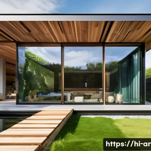 건축 설계에서의 혁신적 접근법 연구 - **Prompt 1: A futuristic, sustainable smart home seamlessly integrated into a lush green landscape.*...