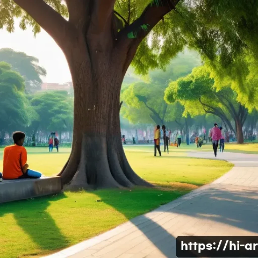 건축 설계와 공공 공간 디자인의 조화 - **Vibrant Community Park in a Thriving Indian City**
A wide-angle, high-definition photograph ca...